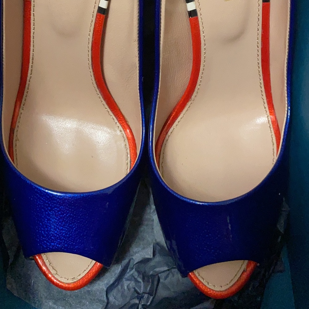 Sergio Rossi , electric blue open toe shoes